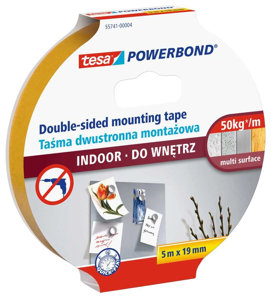 Tesa DVIPUSĖ LIPNIOJI JUOSTA VIDAUS DARBAMS (5 m X 19 mm)