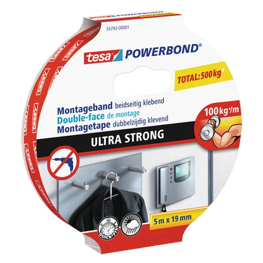 Dvipusė lipnioji juosta Tesa Ultra Strong 5m x 19mm, balta