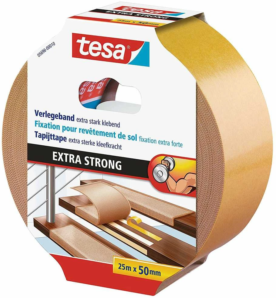 TESA DVIPUSĖ JUOSTA 25m x 50mm KILIMINEI DANGAI EXTRA STRONG