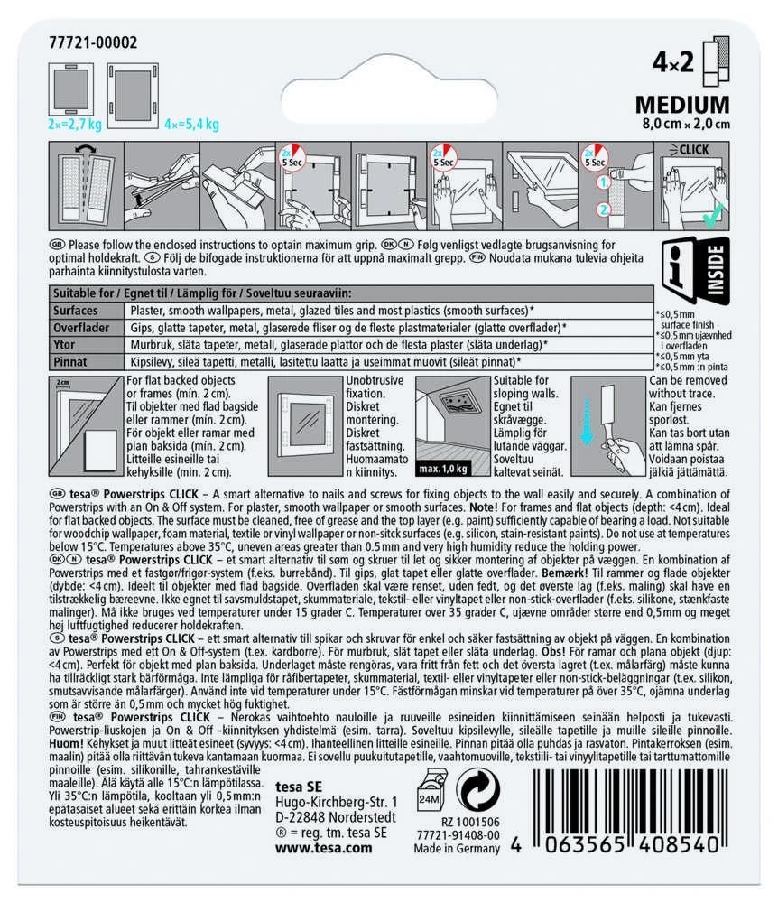 Lipni juostelė Tesa Power-Strips 77721 Dvipusė 0.06m x 2cm