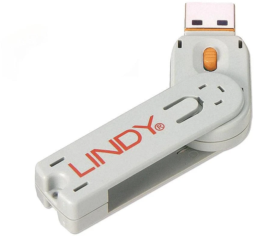 Lindy USB Priedas - Portų Blokatorius Raktas Nr. 40453/40463 ABS 18x75.16x12mm Oranžinis