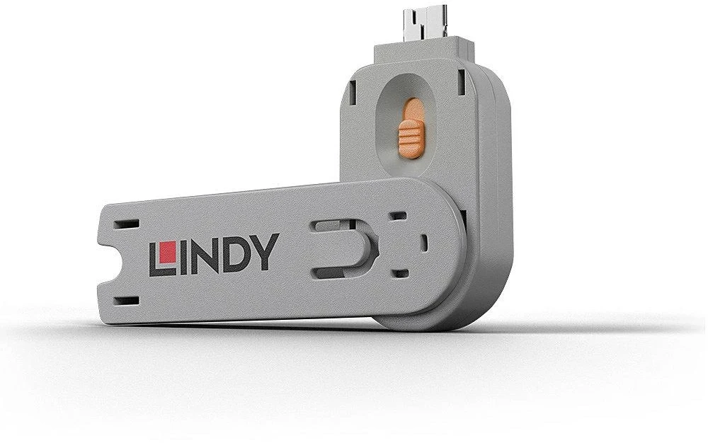 Lindy USB Priedas - Portų Blokatorius Raktas Nr. 40453/40463 ABS 18x75.16x12mm Oranžinis
