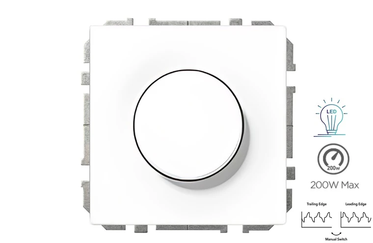 Liregus 5-200W LED šviesos ryškumo reguliatorius MODERN, be rėmelio, baltos sp.