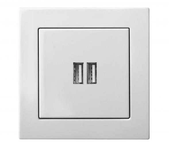 Liregus Įleistinis USB- kroviklis EPSILON, dvivietis, baltos sp., 220V, 50-60Hz, 3,4A