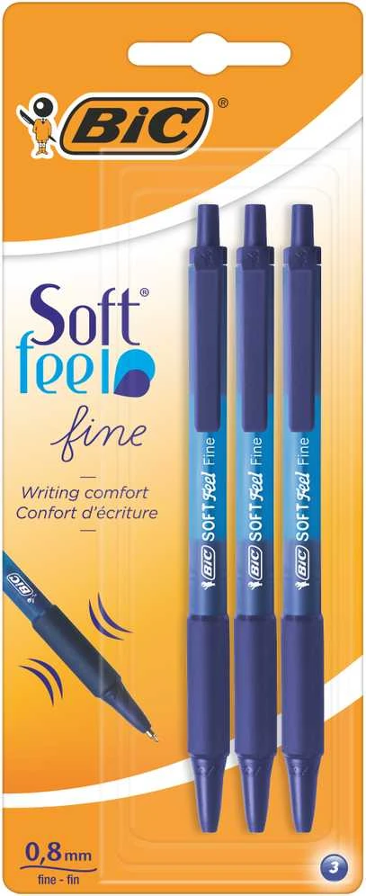 BIC Tušinukas SOFT CLICGRIP FINE 0.8 mm, mėlynas, pakuotėje 3 vnt 256460