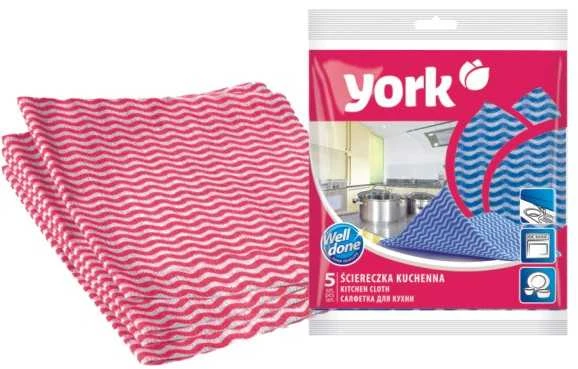 Šluostė, virtuvei York 021030, ,spalva/dizainas parenkami atsitiktine tvarka,, poliesteris/viskozė, 5 vnt.