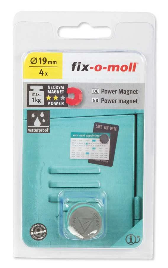 Magnetas Fix-O-Moll, atsparus vandeniui, mėlynos spalvos, 4 vnt.