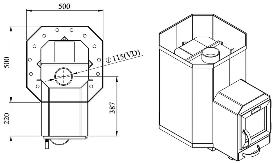 Malkas pirts krāsnis Stoveman 16-LS, 17 kW