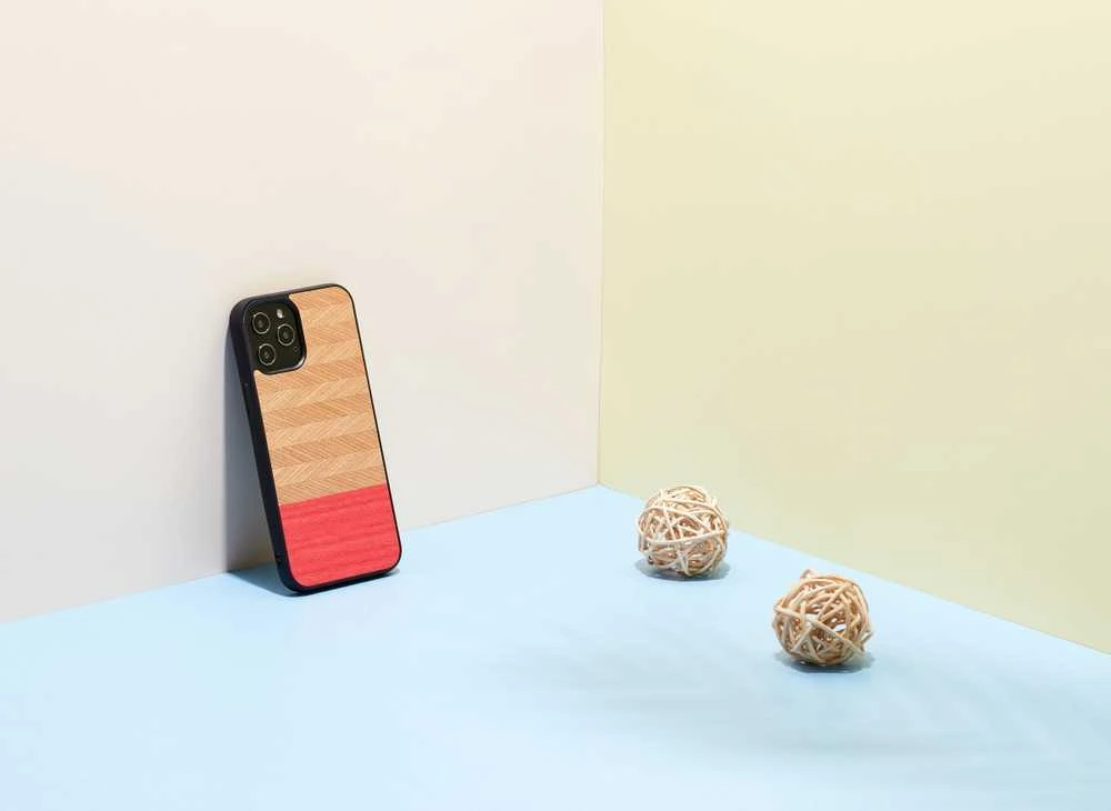 MAN&WOOD dėklas skirtas Apple iPhone 12 Pro Max herringbone azalea juodos spalvos