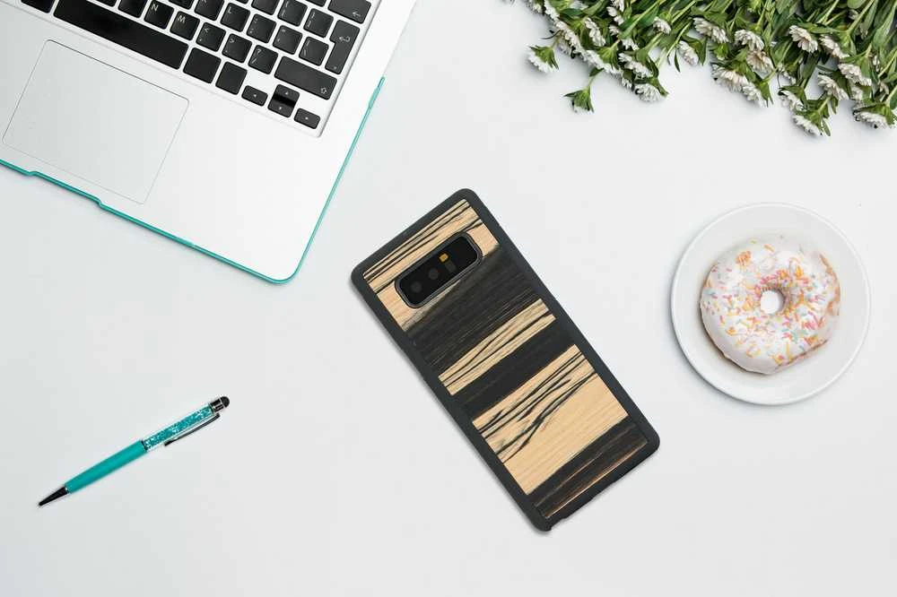 MAN&WOOD išmaniojo telefono dėklas „Galaxy Note 8“ baltas, juodmedis