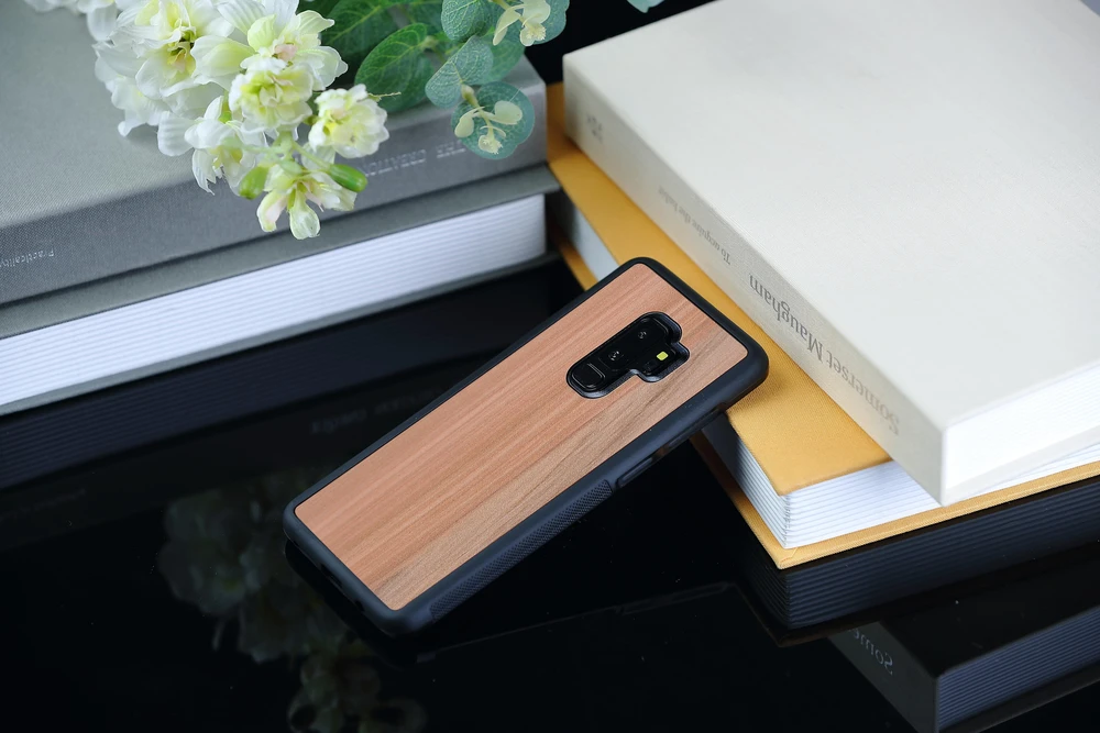 MAN & WOOD MAN&WOOD išmaniojo telefono dėklas Galaxy S9 Plus kapučino juodas