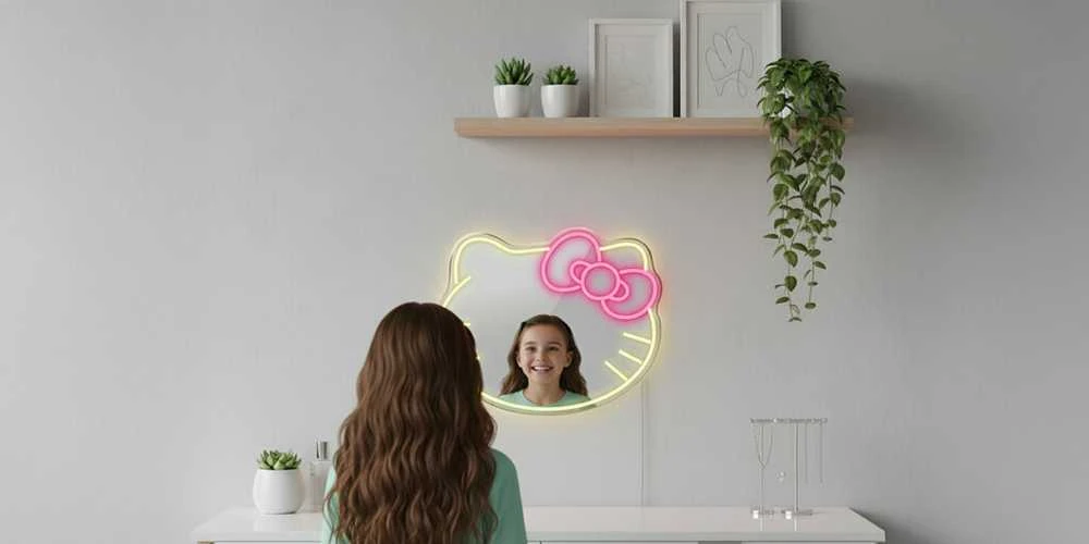 Manta MASNL129WH stiliaus neoninės šviesos katė su lanku LED neoninis veidrodis