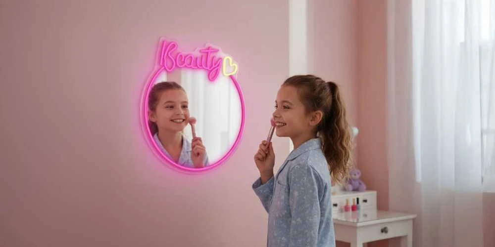 Manta MASNL130PK stiliaus neoninės šviesos BEAUTY LED neoninis veidrodis