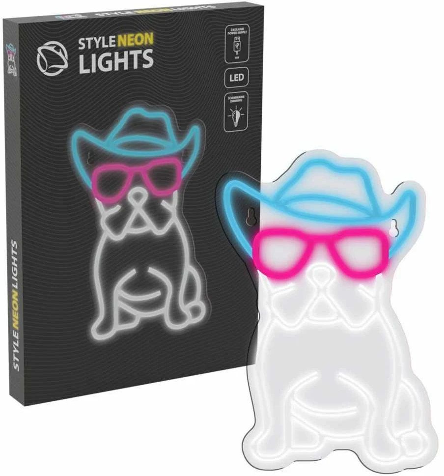 Manta SNL114MT stiliaus neoninės lemputės BULDOG su akiniais