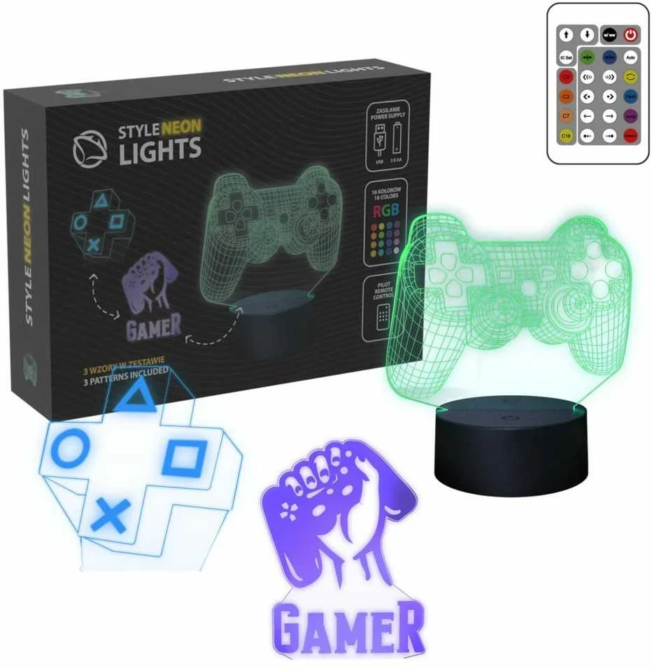 Manta SNL122RGB LED lempa, šviesos dekoracija, žaidimas 2, RGB, 3D