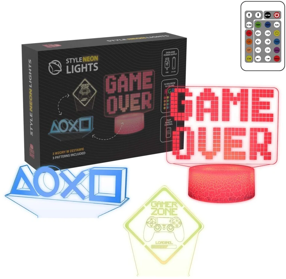 Manta SNL123RGB LED lempa, šviesos dekoracija, žaidimas 3 RGB 3D