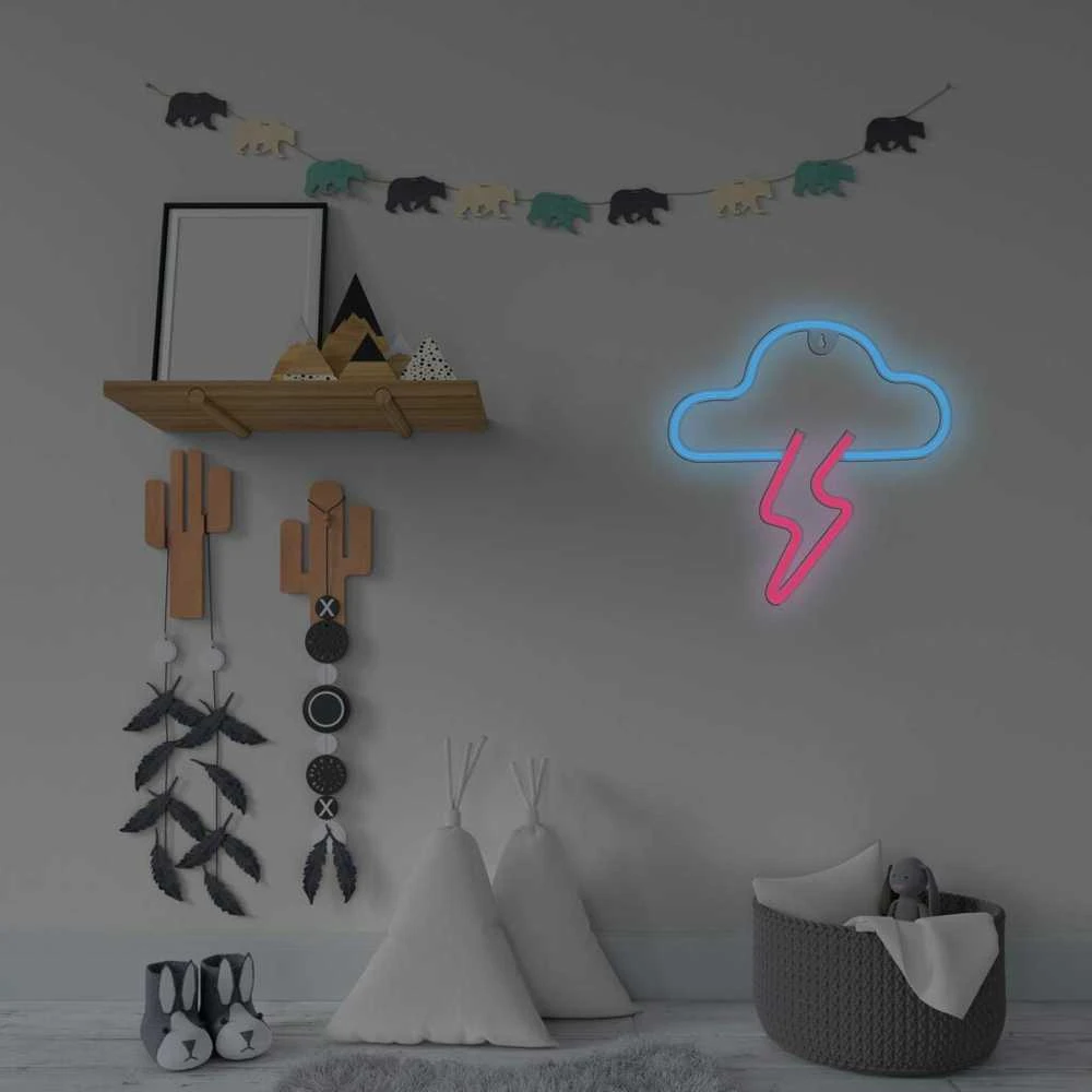 Manta SNL71BL Style Neon Lights CLOUD WITH LIGHTNING Mėlyna-Rožinė