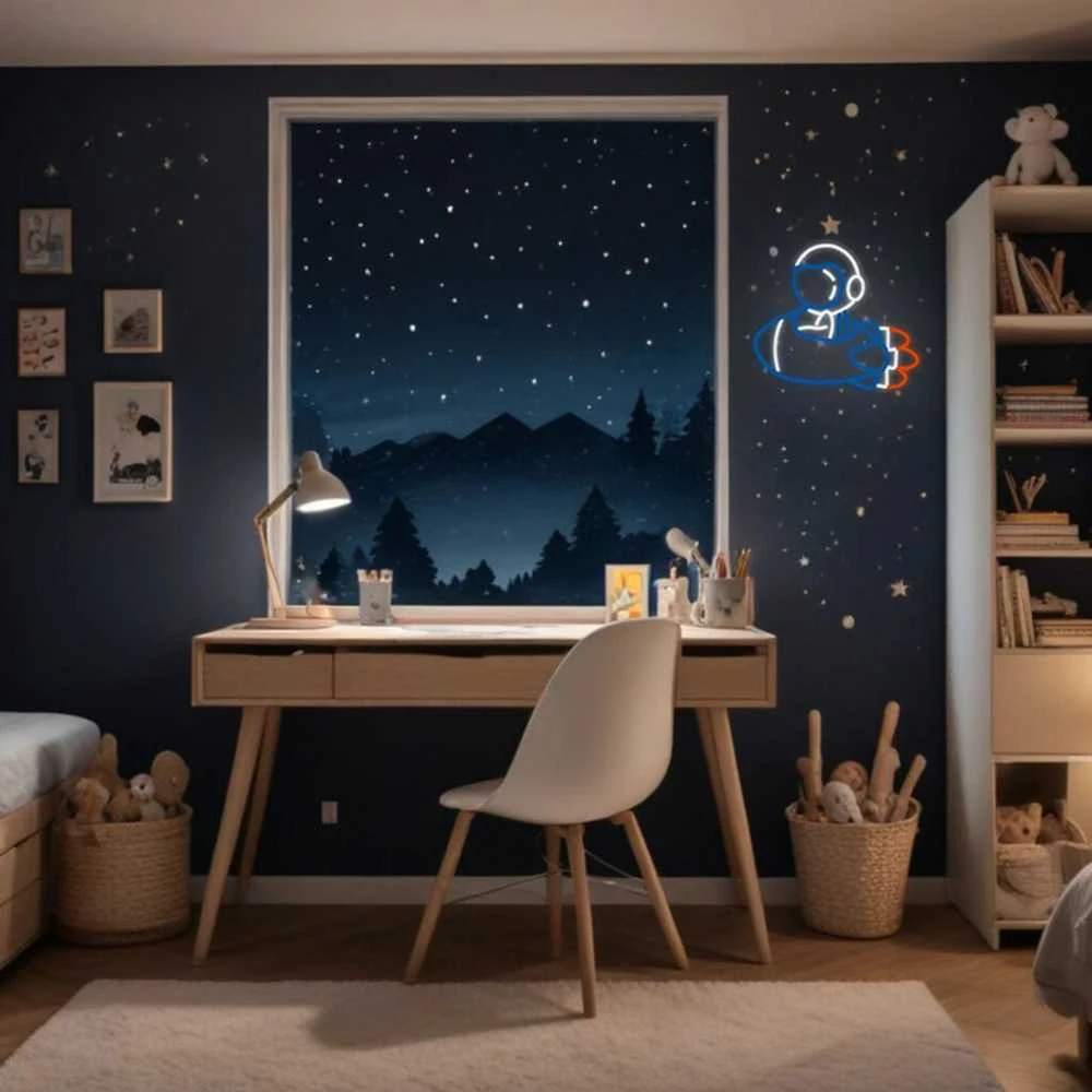 „Manta SNL90MT“ stiliaus neoninės lemputės „ASTRONAUT ON RAKETA“