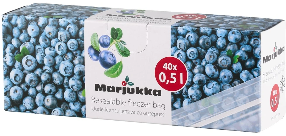 Marjukka Maišeliai produktams užšaldyti, daugkartinio užsegimo, 0,5 l, 40 vnt.