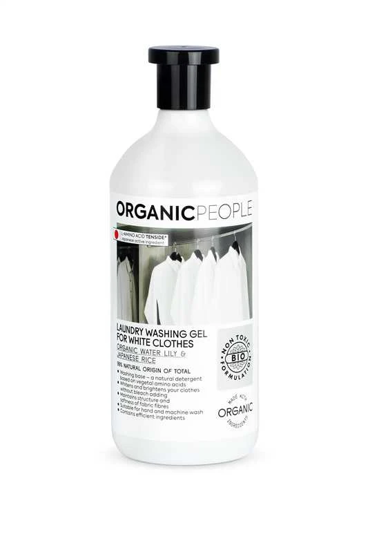 "Organic People Baltas Clothes" Ekologiškas vandens lelijų ir japoniškų ryžių skalbimo gelis 200ml