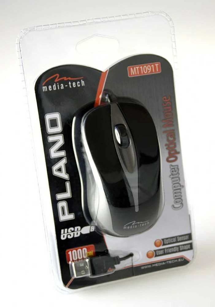 Itin ergonomiška optinė pelė Media-Tech PLANO MT1091T, USB jungtis, 800DPI, pilka