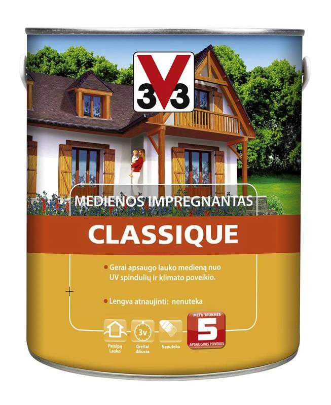 Medienos impregnatorius V33 Classique, tamsaus ąžuolo spalvos, 0,75 l