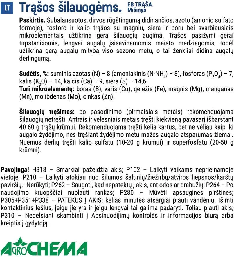 Trąšos šilauogėms Agrochema, 4kg