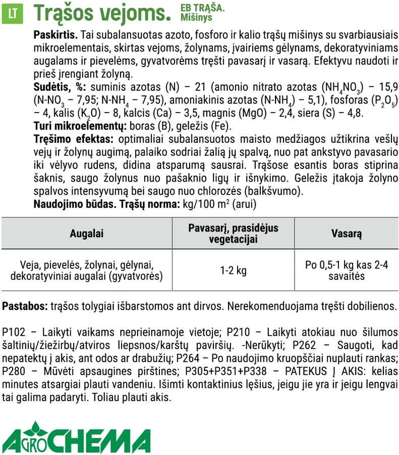 Agrochema Trąšos vejoms, 4kg
