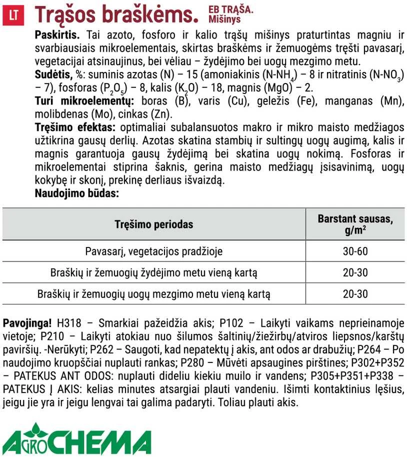 Agrochema Trąšos braškėms ir žemuogėms, 4kg