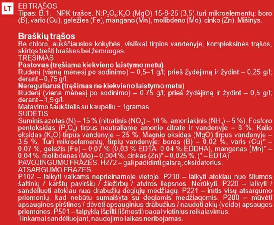 Trąšos braškėms „Garden Center“, dideliam kiekiui, 0,1kg