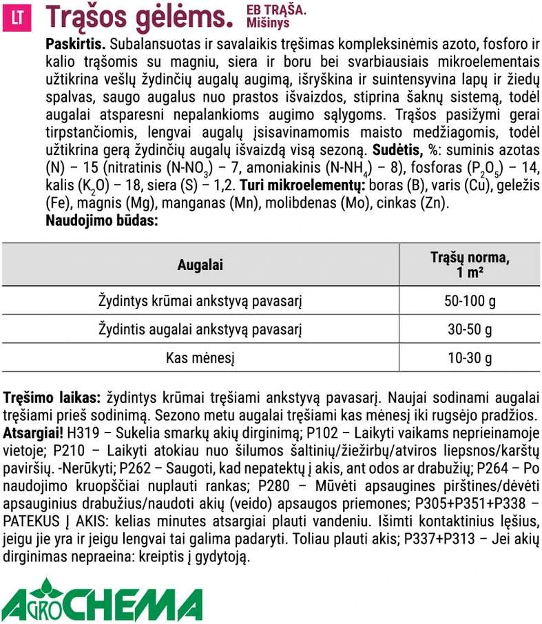 Trąšos gėlėms Agrochema, 1kg