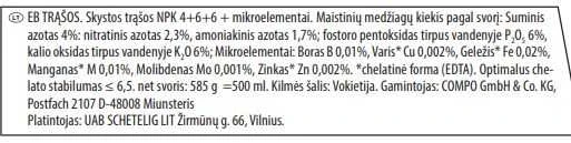 Trąšos žydinčioms gėlėms Compo, 0.5 l