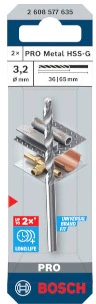 Grąžtas Bosch PRO HSS-G grąžtai metalui 3,2mm, 2 vnt.