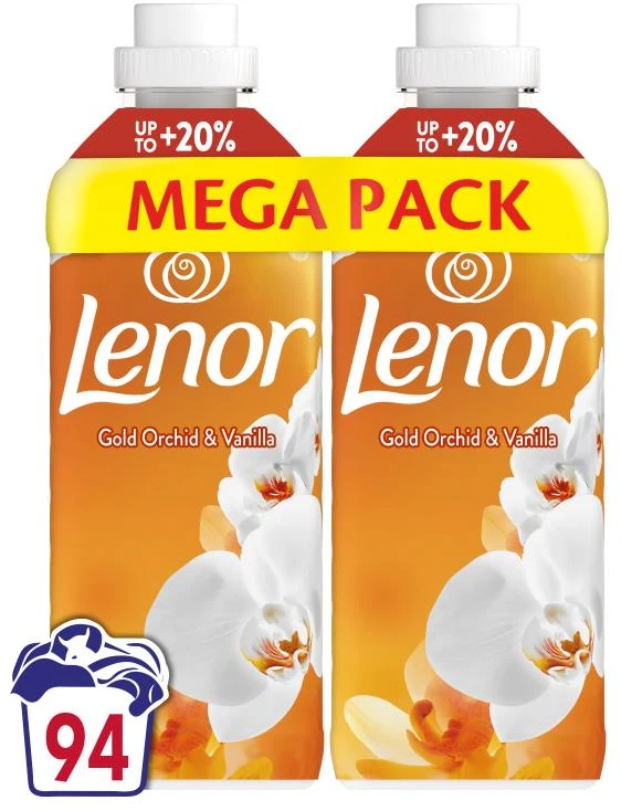 LENOR Audinių Minkštiklis Gold Orchid & Vanilla 2 x 987 ml ,94 Skalbimai,