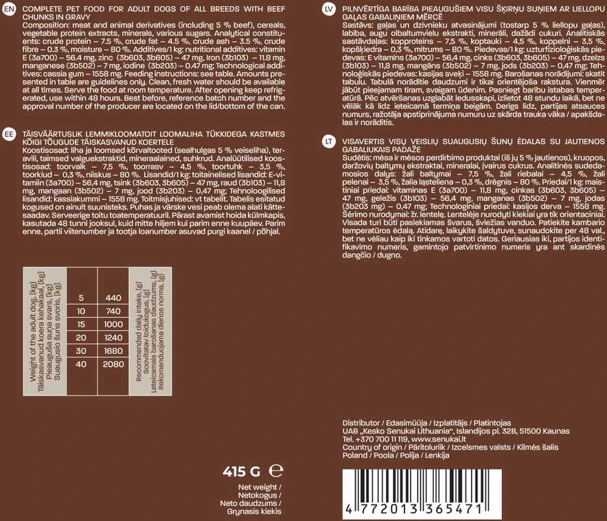Hoppy Šlapio šunų maisto su jautiena tiekimas 415 g