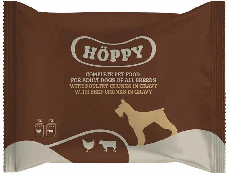 Šlapias šunų maistas HOPPY, jautiena/paukštiena, 0.4kg
