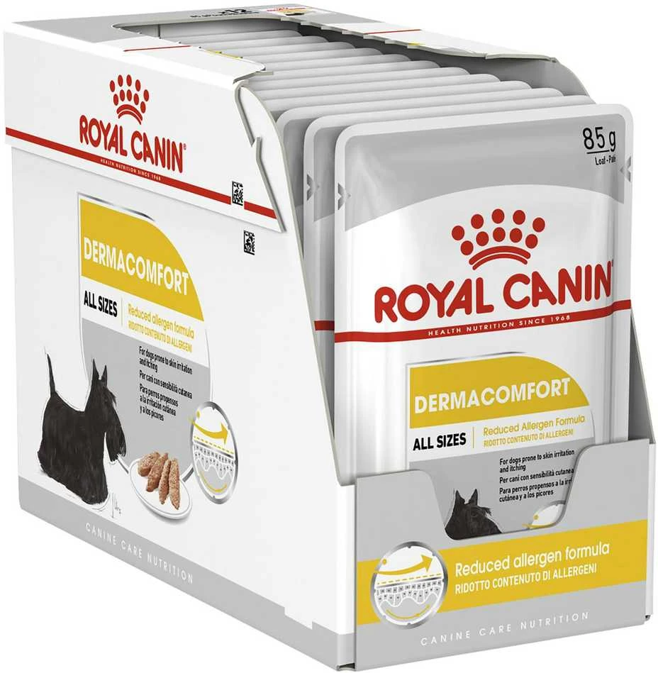 Šlapias ėdalas, konservai, šunims Royal Canin Dermacomfort Pâté, 0.085 kg x 12 vnt.