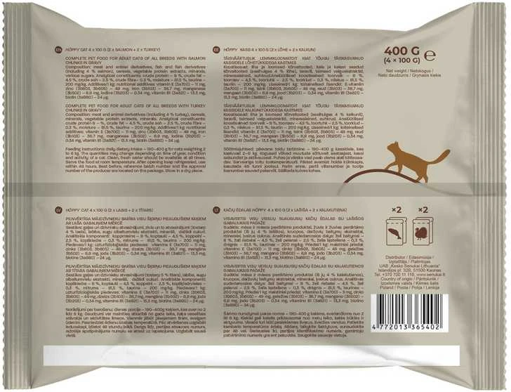 Šlapias kačių maistas HOPPY, 0.4kg, 4 vnt.