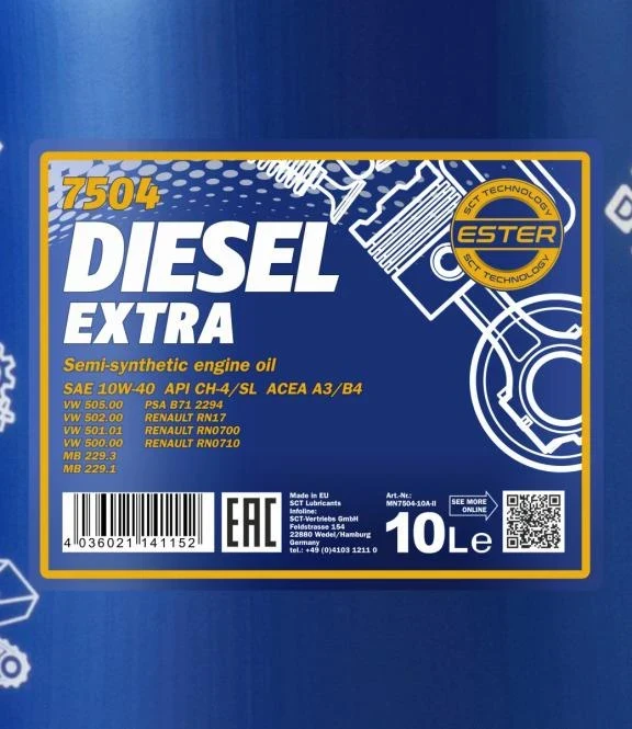 Variklių alyva Mannol 10W - 40, pusiau sintetinis, 10 l