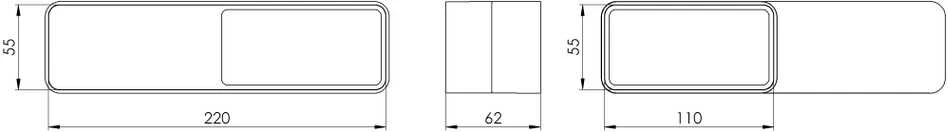 Ventiliacijos mova EUROPLAST, 220 x 55 mm – 110 x 55 mm