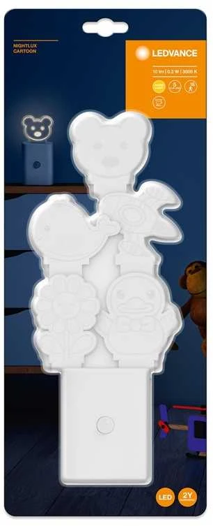 Sieninis šviestuvas Ledvance 0,2W LED naktinis šviestuvas NIGHTLUX CARTOON, baltas, 3000K, su judesio jutikliu