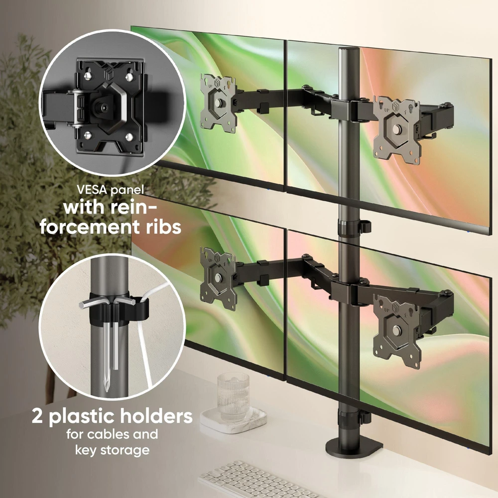 Onkron Neomounts Stalviršio laikiklis 4 monitoriams 13'' - 32'' (D421E-B)
