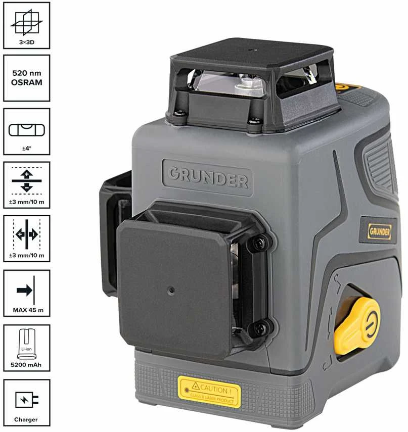Grunder Carruzzo POPOman MTM350B laser level žalias crossline 60m