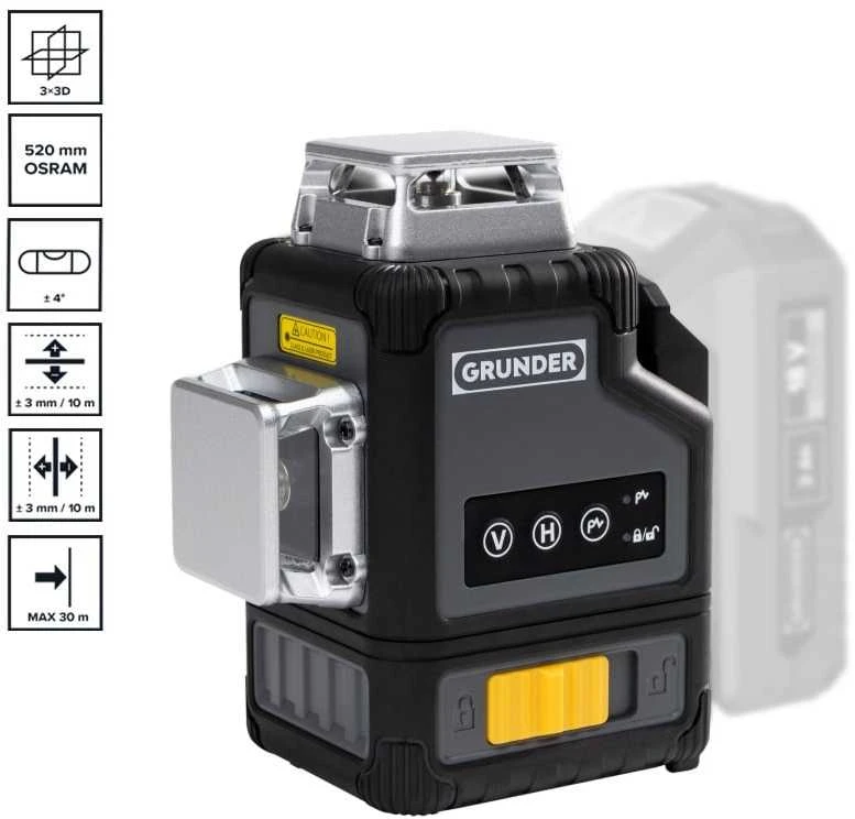 Grunder Carruzzo Cordless lazerinis Level LY-360G 18V Žalias