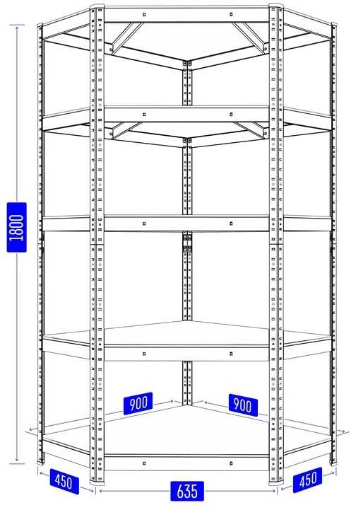 Haushalt Mexen RACK BUDGET RANGULAR 180X90X45CM