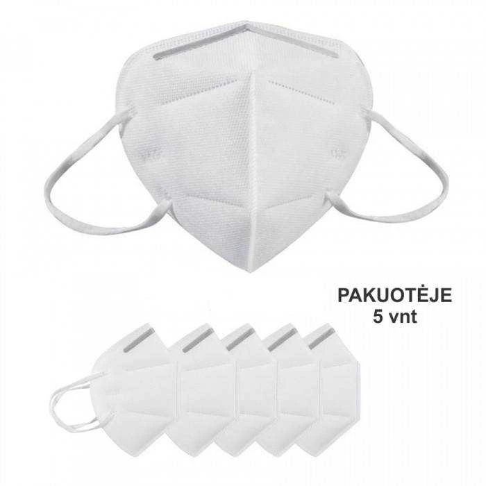 None Apsauginė Veido Kaukė - Respiratorius KN95-K 3D, 5 vnt