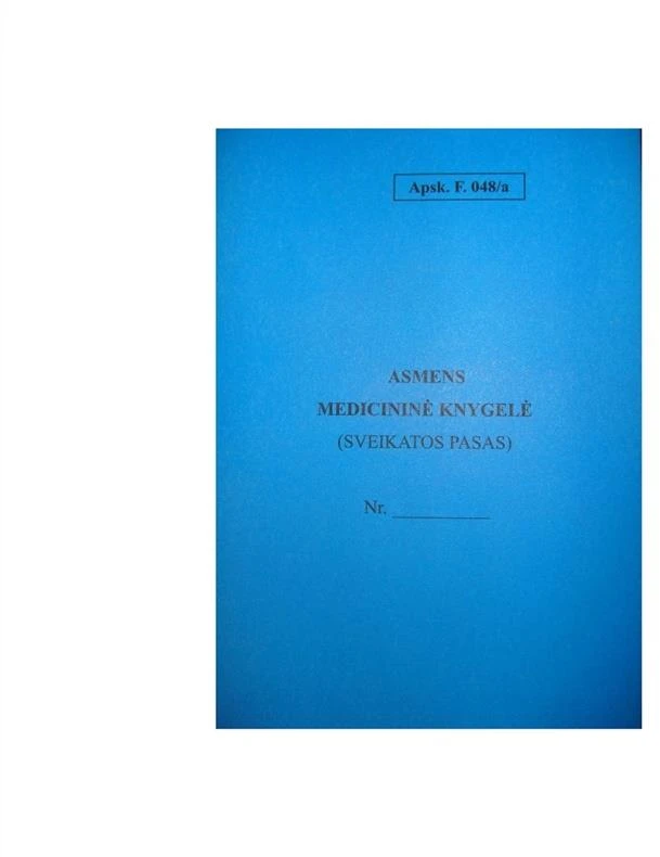 Asmens medicininė knygelė, A6, 12 lapų