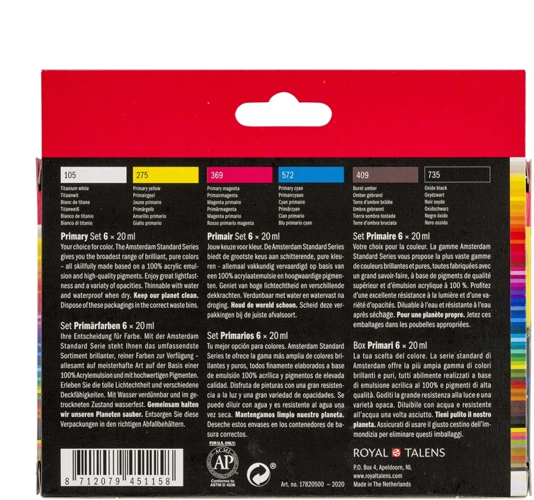 None Artequipment TALENS AMSTERDAM Rinkinys 6X20ML PRIMARY COLORS uniw