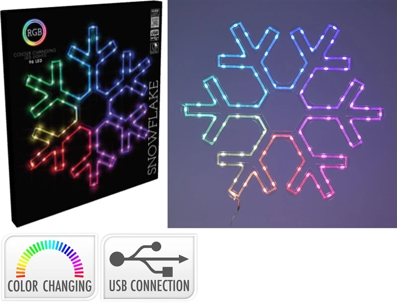 None Elektrinė LED dekoracija SNAIGĖ, 90 LED, RGB, USB, su pultu, 0,6x43x50cm