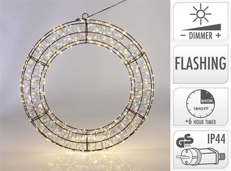Multimixpl Nežinomas Dekoracija Žiedas su LED, AX5393710, D50 cm, juoda